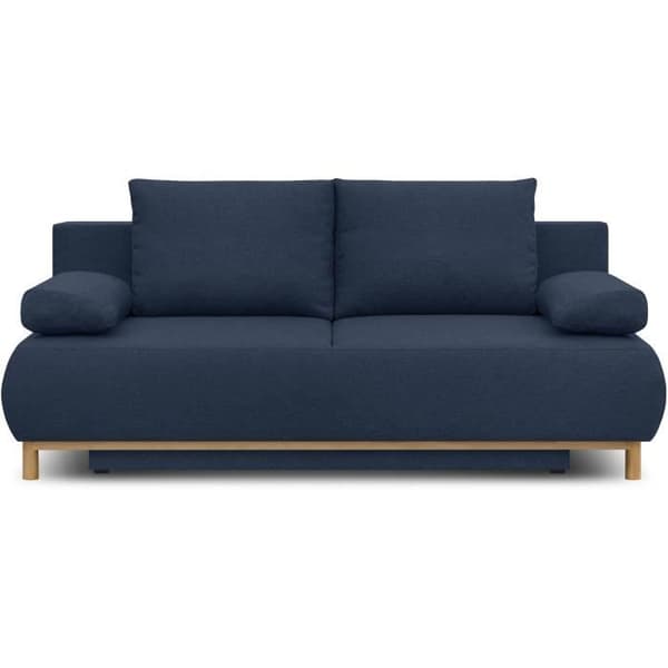 MIKA 3-sits konvertibel bänk - Mörkblått tyg - Förvaringslåda - L 192 x H 84 x D 93 cm