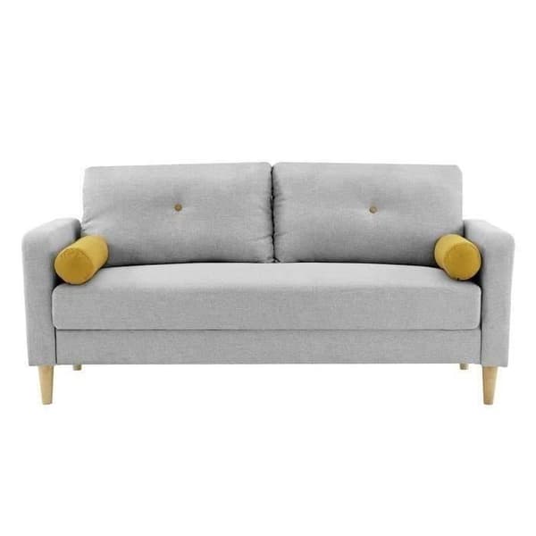 3-sits soffa + 2 kuddar - Ljusgrått tyg - L 175 x D 80 x H 85 cm - KÖPENHAGEN
