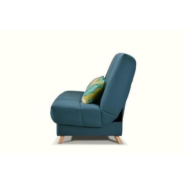 COMFORT BULTEX Klickbänk - Blått tyg + Djungelprydnadskuddar - L193 x D95 x H101 - MONA