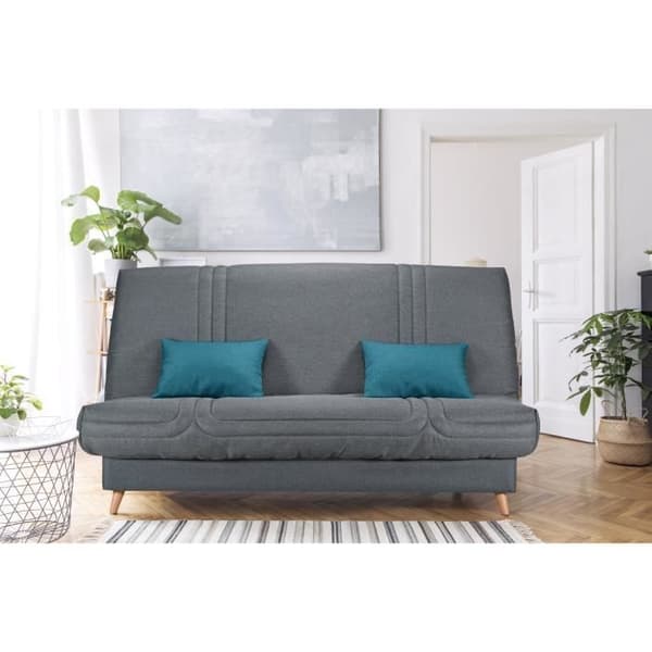 COMFORT BULTEX Clic clac 3 ställen - Antracittyg - Tillverkat i Frankrike - L 192 x D 95 x H 101 - MONA