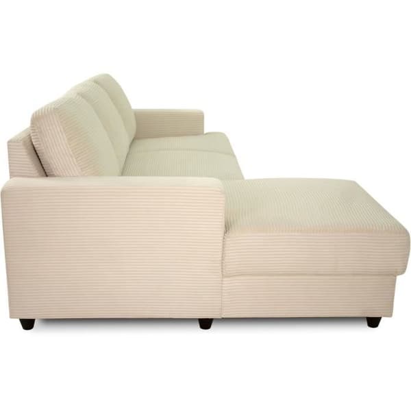 Vänsterhörnsoffa 4 platser - PAUL i cord - Beige tyg - 216 x 141 x 79 cm - Tillverkad i Ukraina