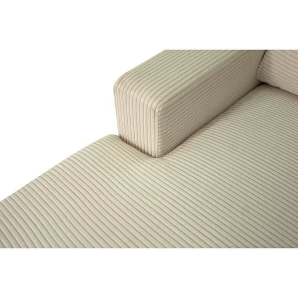 Vänsterhörnsoffa 4 platser - PAUL i cord - Beige tyg - 216 x 141 x 79 cm - Tillverkad i Ukraina