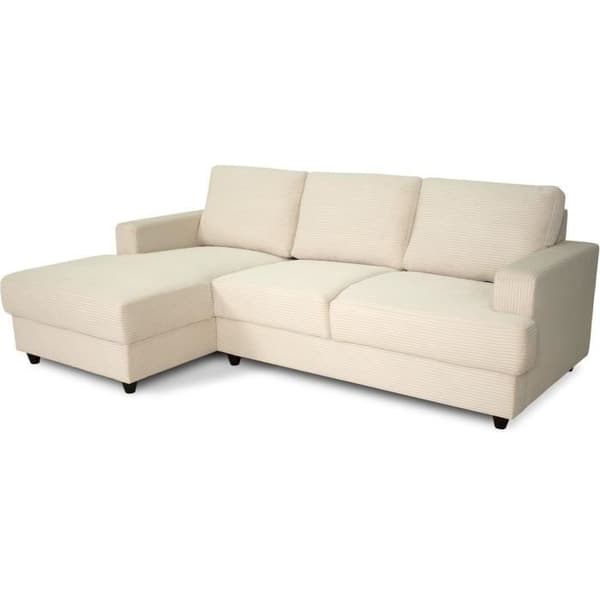 Vänsterhörnsoffa 4 platser - PAUL i cord - Beige tyg - 216 x 141 x 79 cm - Tillverkad i Ukraina