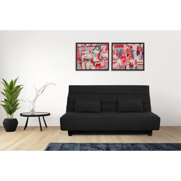 Clic clac 2-sits bänk REVEUR - Svart tyg - DUNLOPILLO madrass - Säng 188x128 cm