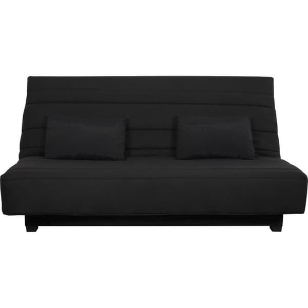Clic clac 2-sits bänk REVEUR - Svart tyg - DUNLOPILLO madrass - Säng 188x128 cm