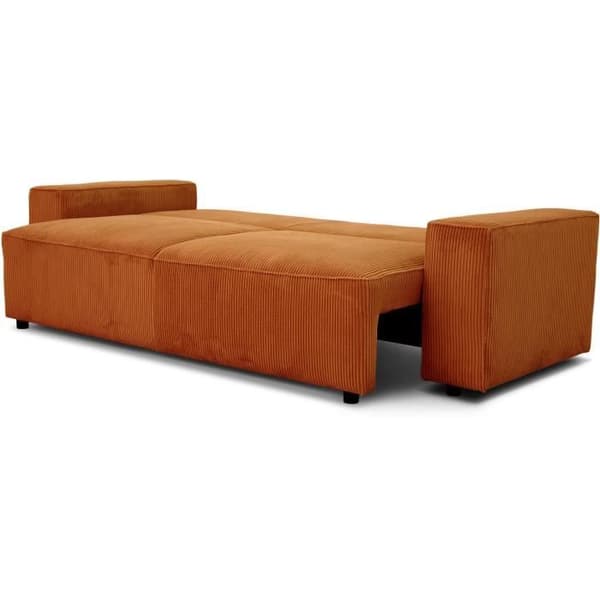 Soffa med bäddsoffa 3 platser JOSH - Sammetstyg i terracotta - L 239 x P 86 x H 85 cm - Förvaringslåda