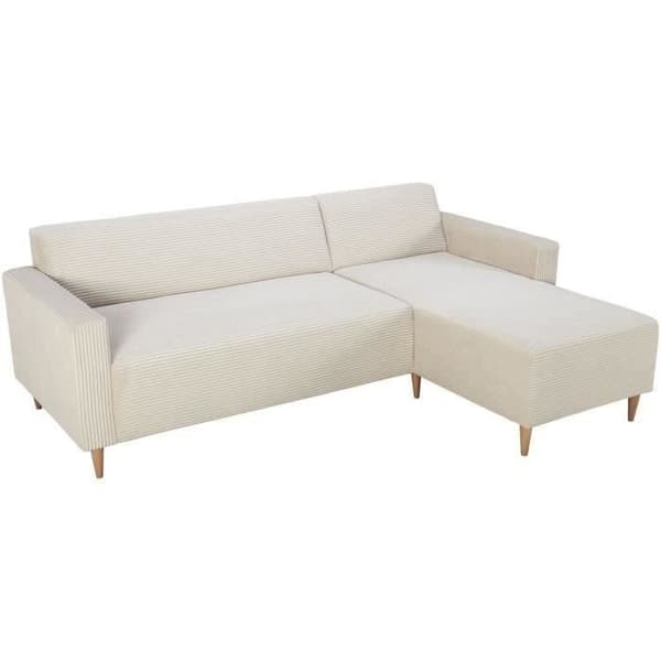 Vändbar hörnsoffa - 3 platser - BOB - Kordvelour - Ecru - 197 x 138 x 65 cm
