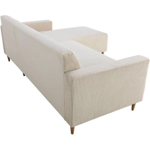 Vändbar hörnsoffa - 3 platser - BOB - Kordvelour - Ecru - 197 x 138 x 65 cm