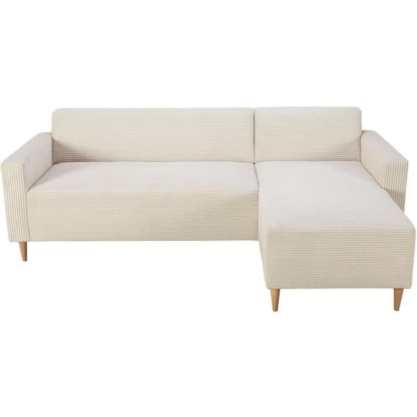Vändbar hörnsoffa - 3 platser - BOB - Kordvelour - Ecru - 197 x 138 x 65 cm