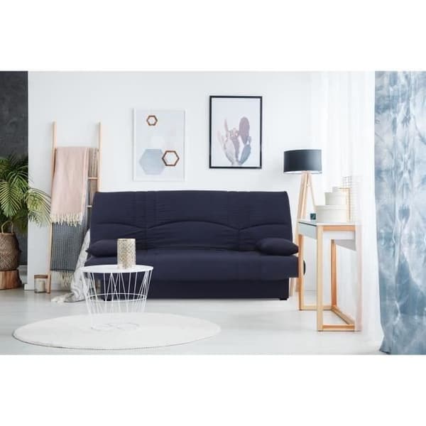 Bäddsoffa klicka klack 3 platser - Mörkblått tyg - Modern stil - L 190 x P 92 cm - DREAM