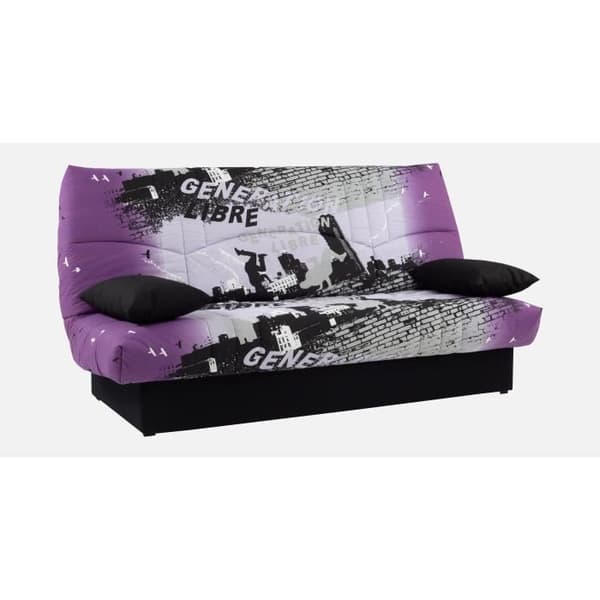 Bänk clic-clac - 3 platser - Bomull Parcours Mauve - 190 x 92 x 96 cm - DRÖM