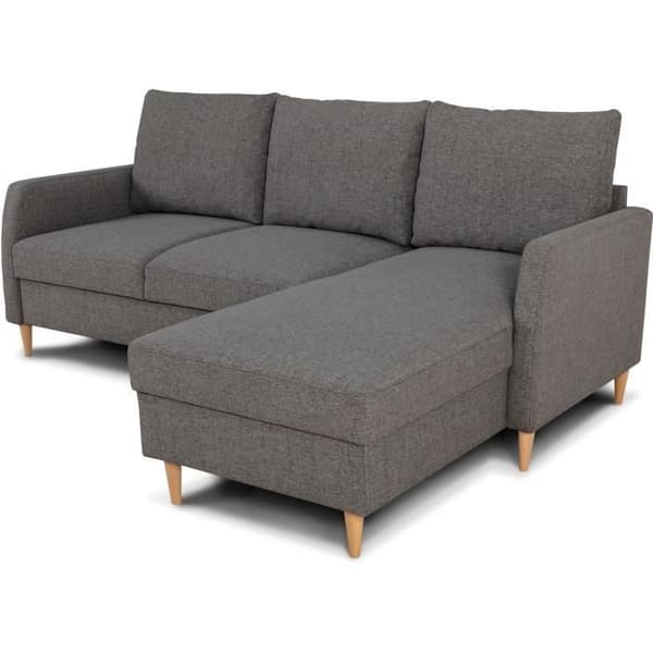 Fast hörnsoffa 3 platser CHIPY - Antracittyg - Reversibel - L 192 x P 137 x H 82 cm - Svarta ben