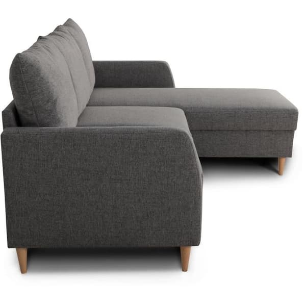 Fast hörnsoffa 3 platser CHIPY - Antracittyg - Reversibel - L 192 x P 137 x H 82 cm - Svarta ben