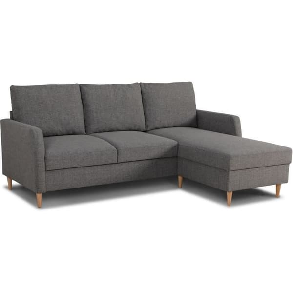 Fast hörnsoffa 3 platser CHIPY - Antracittyg - Reversibel - L 192 x P 137 x H 82 cm - Svarta ben