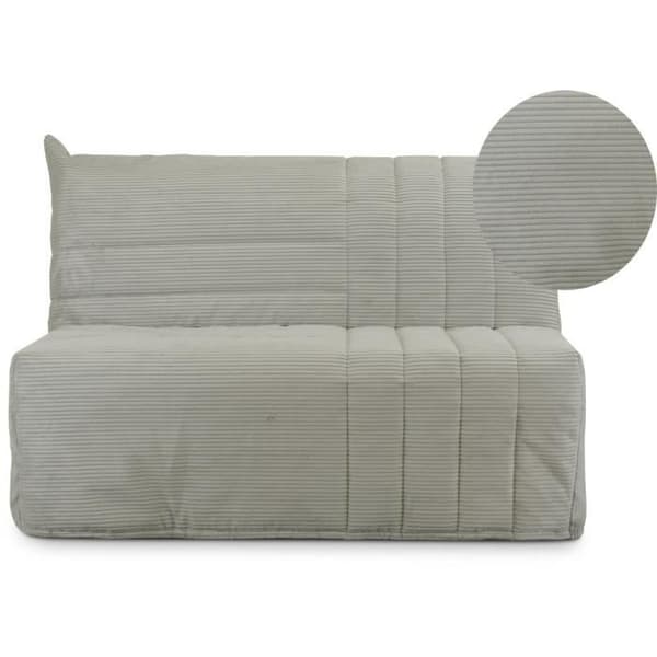 Banquette BZ 2 platser BECCI - Beige ribbad sammet - Bultex madrass - Tillverkad i Frankrike