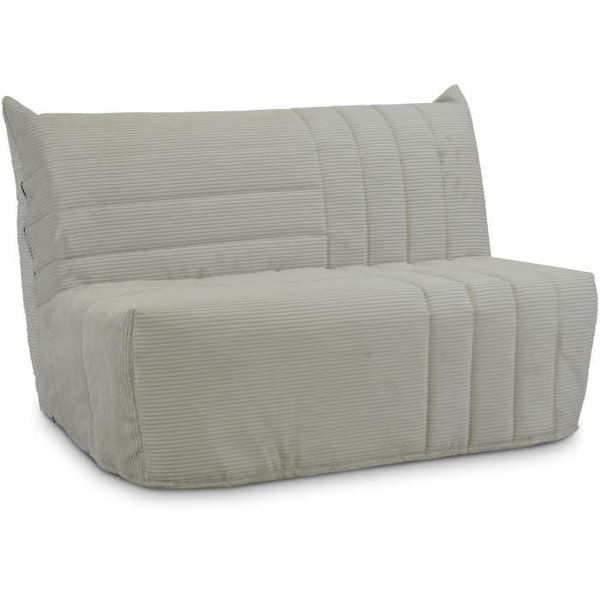 Banquette BZ 2 platser BECCI - Beige ribbad sammet - Bultex madrass - Tillverkad i Frankrike