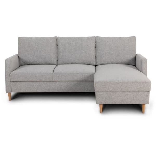 Fix hörnsoffa 3 platser CHIPY - Grå mus tyg - Omvändbar - L 192 x D 137 x H 82 cm - Fötter i naturligt trä