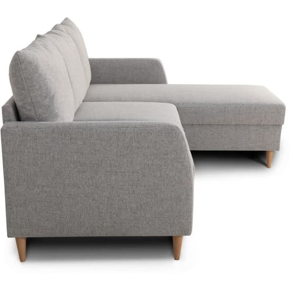 Fix hörnsoffa 3 platser CHIPY - Grå mus tyg - Omvändbar - L 192 x D 137 x H 82 cm - Fötter i naturligt trä
