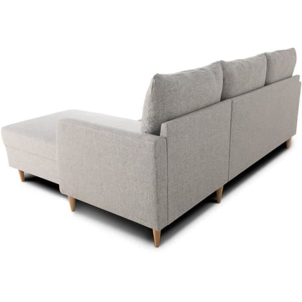 Fix hörnsoffa 3 platser CHIPY - Grå mus tyg - Omvändbar - L 192 x D 137 x H 82 cm - Fötter i naturligt trä