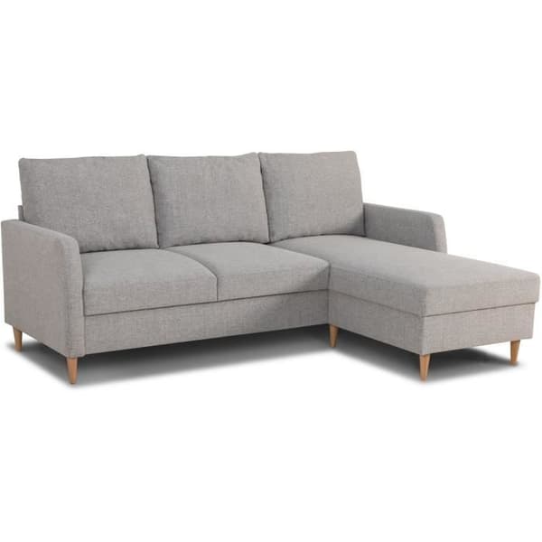 Fix hörnsoffa 3 platser CHIPY - Grå mus tyg - Omvändbar - L 192 x D 137 x H 82 cm - Fötter i naturligt trä