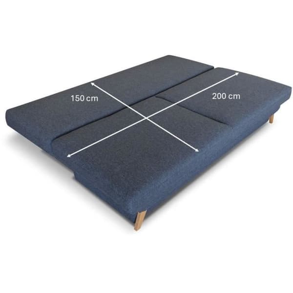 Bäddsoffa - 3 platser - NAOTO - Mörkblå tyg - Förvaringsutrymme - 202 x 98 x 98 cm