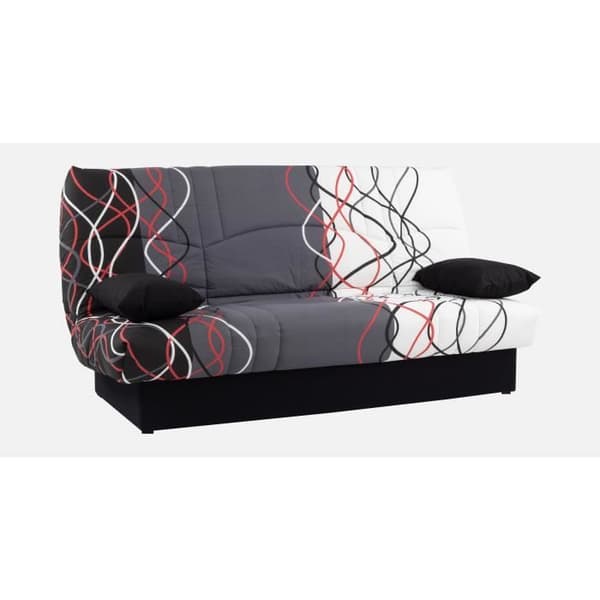 Bänk klick-klick - 3 platser - Bomull Våg Röd / Svart - 190 x 92 x 96 cm - DRÖM
