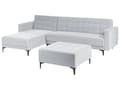 Miniatyrbilde 5 av 11: Høyre Hjørnesofa Lysegrå Fløyel Tufted Stoff Moderne L-formet Modulær 4 Seter med Ottoman Sjeselongue
