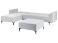 Miniatyrbilde 6 av 11: Høyre Hjørnesofa Lysegrå Fløyel Tufted Stoff Moderne L-formet Modulær 4 Seter med Ottoman Sjeselongue