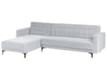 Miniatyrbilde 7 av 11: Høyre Hjørnesofa Lysegrå Fløyel Tufted Stoff Moderne L-formet Modulær 4 Seter med Ottoman Sjeselongue