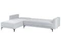 Miniatyrbilde 8 av 11: Høyre Hjørnesofa Lysegrå Fløyel Tufted Stoff Moderne L-formet Modulær 4 Seter med Ottoman Sjeselongue