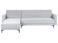 Miniatyrbilde 9 av 11: Høyre Hjørnesofa Lysegrå Fløyel Tufted Stoff Moderne L-formet Modulær 4 Seter med Ottoman Sjeselongue