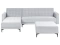 Miniatyrbilde 1 av 11: Høyre Hjørnesofa Lysegrå Fløyel Tufted Stoff Moderne L-formet Modulær 4 Seter med Ottoman Sjeselongue
