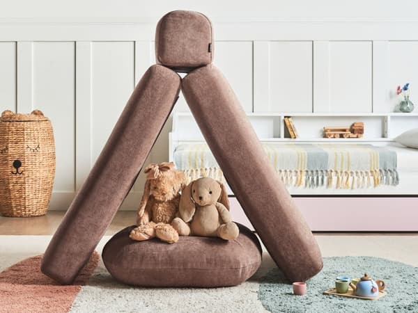 Sofa Puff Seng Brun Polstring Enkeltseng Sammenleggbar Stolseng med Pute Moderne Design