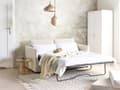 Miniatyrbilde 4 av 11: Sovesofa Off-white Stoff 2-seter Utfellbar ramme med madrass Gjesteseng Sofa