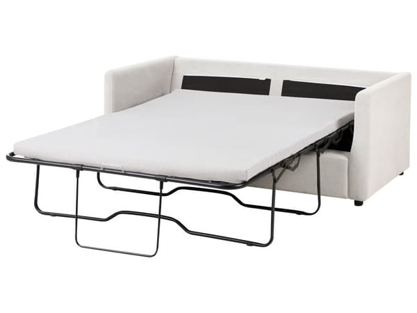 Sovesofa Off-white Stoff 2-seter Utfellbar ramme med madrass Gjesteseng Sofa