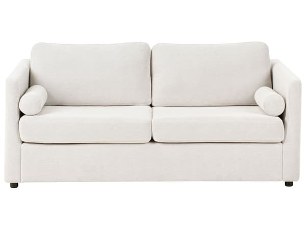 Sovesofa Off-white Stoff 2-seter Utfellbar ramme med madrass Gjesteseng Sofa