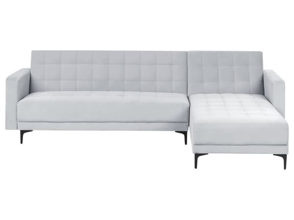 Venstre Hjørnesofa Lysegrå Fløyel Tufted Stoff Moderne L-formet Modulær 4 Seter L Sjeselong