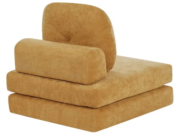 Sofa Puff Seng Gul Polstring Enkeltseng Sammenleggbar Stolseng med Pute Moderne Design