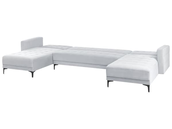 Hjørnesofa Lysegrå Fløyel Tuftet stoff Moderne U-formet Modulær 5-seter med sjeselong