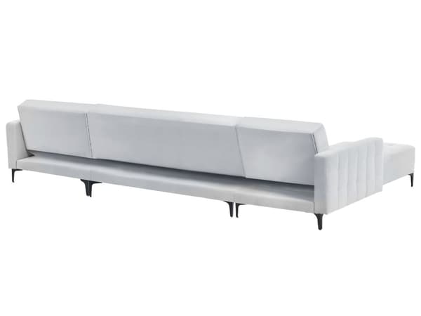 Hjørnesofa Lysegrå Fløyel Tuftet stoff Moderne U-formet Modulær 5-seter med sjeselong