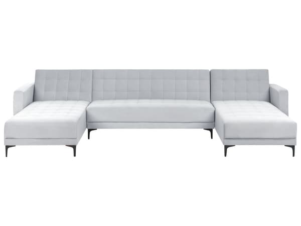 Hjørnesofa Lysegrå Fløyel Tuftet stoff Moderne U-formet Modulær 5-seter med sjeselong