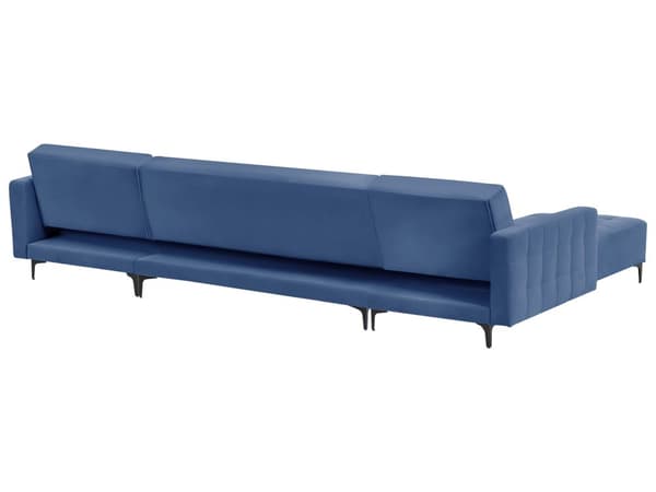 Hjørnesofa Blå Fløyel Tuftet stoff Moderne U-formet Modulær 5-seter med sjeselong