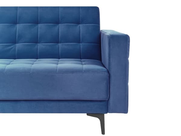 Høyre Hjørnesofa Blå Fløyel Tufted Stoff Moderne L-formet Modulær 4 Seter L Sjeselong