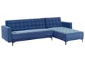 Miniatyrbilde 7 av 11: Venstre Hjørnesofa Blå Fløyel Tufted Stoff Moderne L-formet Modulær 4 Seter med Ottoman Sjeselongue