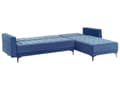 Miniatyrbilde 8 av 11: Venstre Hjørnesofa Blå Fløyel Tufted Stoff Moderne L-formet Modulær 4 Seter med Ottoman Sjeselongue