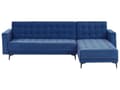 Miniatyrbilde 9 av 11: Venstre Hjørnesofa Blå Fløyel Tufted Stoff Moderne L-formet Modulær 4 Seter med Ottoman Sjeselongue