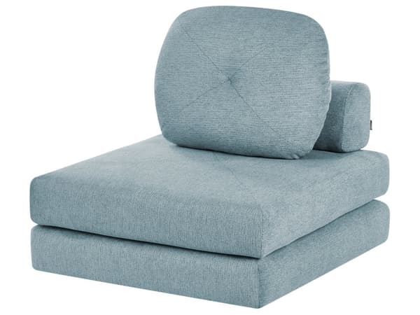 Sofa Puff Seng Lyseblå Polstring Enkeltseng Sammenleggbar Stolseng med Pute Moderne Design
