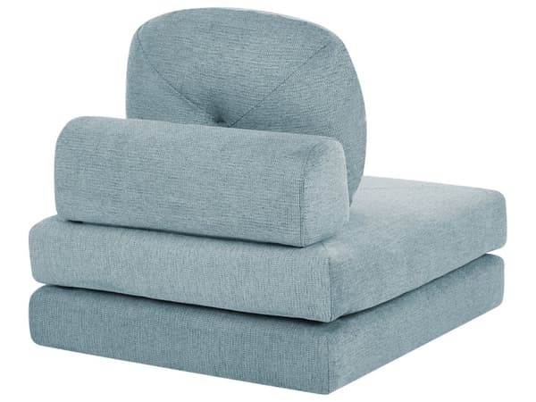 Sofa Puff Seng Lyseblå Polstring Enkeltseng Sammenleggbar Stolseng med Pute Moderne Design