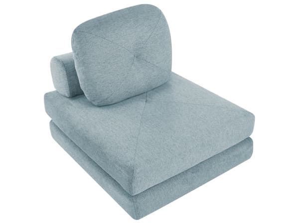 Sofa Puff Seng Lyseblå Polstring Enkeltseng Sammenleggbar Stolseng med Pute Moderne Design