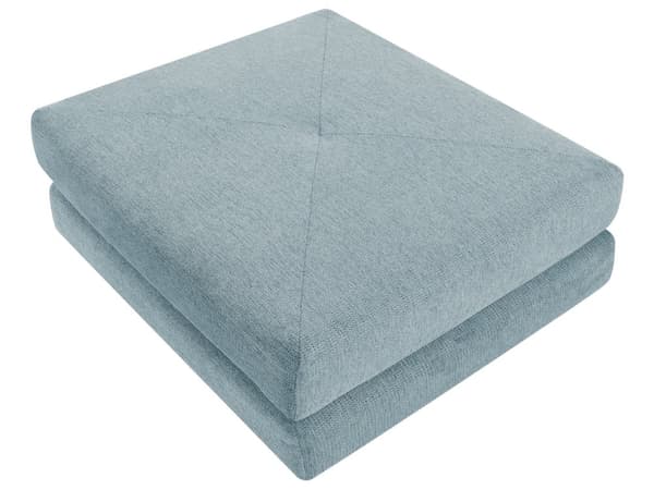 Sofa Puff Seng Lyseblå Polstring Enkeltseng Sammenleggbar Stolseng med Pute Moderne Design